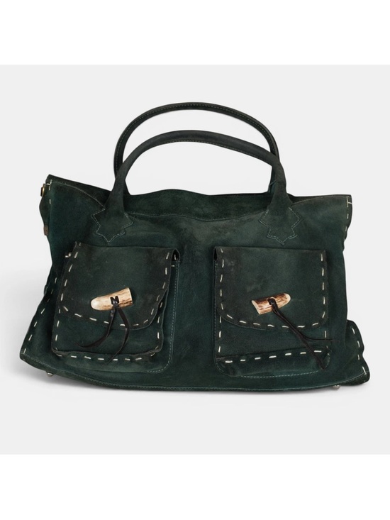 Tylie Malibu Handbags - Rare Tylie Malibu Western Suded Leather Hand Bag Purse Green Stitching Hunting